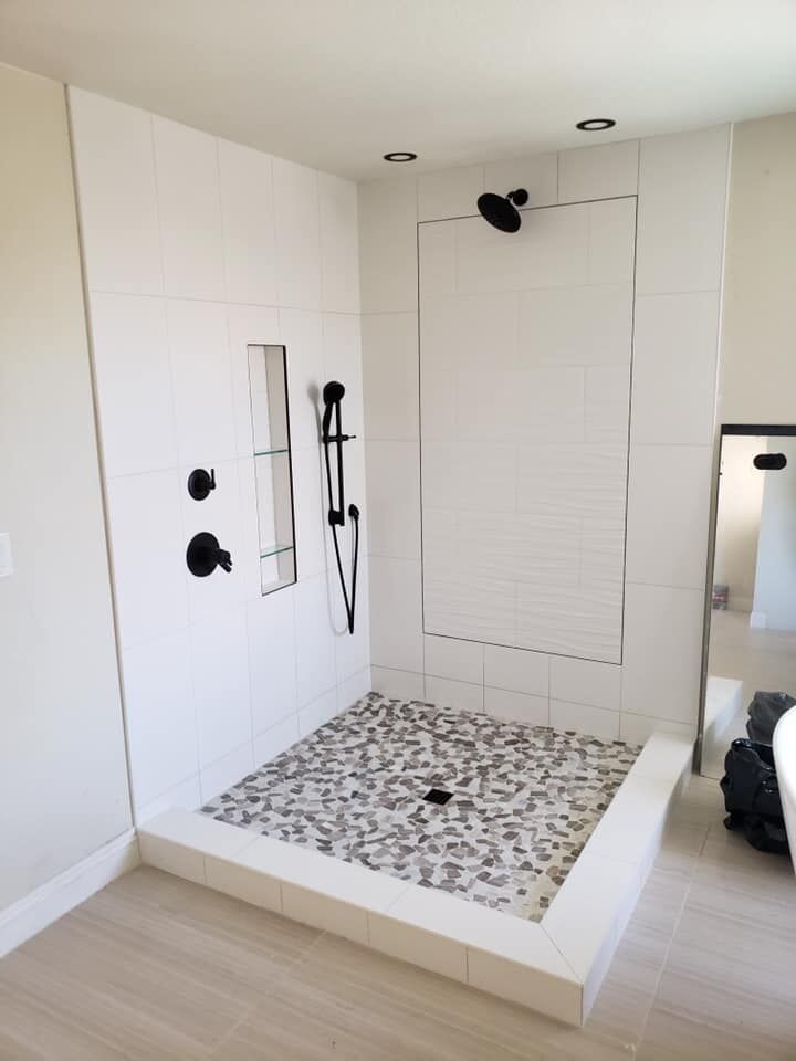 Modern bathroom remodel in Las Vegas by Butler's Construction